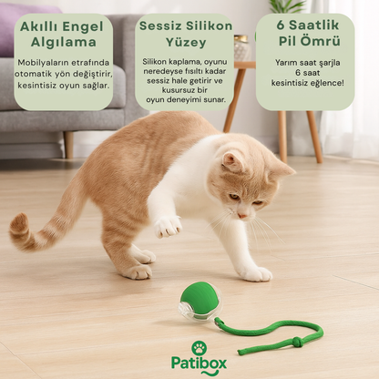 Patibox Akıllı Kedi Oyuncak Topu - USB Şarjlı Hareketli